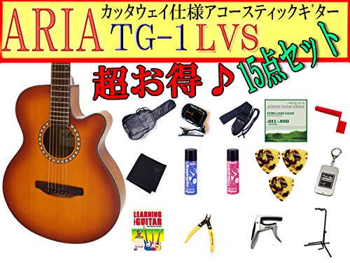 訳ありセール 格安 アコースティックギターセット B00my4psdy 初心者に最適 強力お得てんこもりセット Lvs Tg 1 Aria 安い割引
