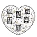 Adeco PF0598 Decorative Black Iron Heart-Shape Picture Frame Collage with Scroll and Burlap Flower Design, 6 Openings, 4x6, 4x4