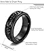 FIBO STEEL Stainless Steel Fidget Mens Rings - Spinner Ring for Men Women Anxiety Rings Chain Black Wedding Band 8mm Size 7-14