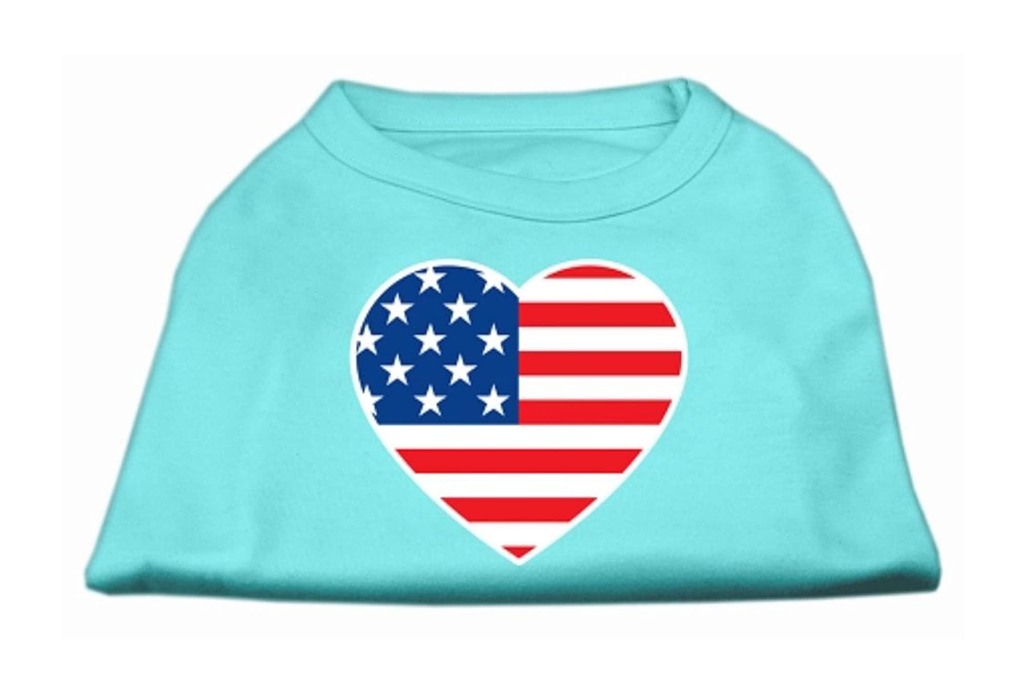 Mirage American Flag Heart Screen Print Shirt, XX-Large, Aqua