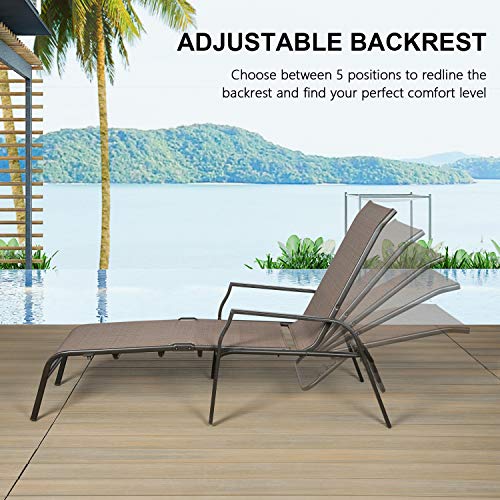 PATIO TREE 2Piece Folding Textilene Mesh Sling Outdoor Chaise Lounge
