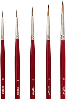 5 feine Rotmarderpinsel Künstlerpinsel Rotmarder Pinsel Set Spitzpinsel Grösse 0, 1, 2, 3 und 4 Pinselset für Aquarell Modellbau Öl Acryl Detail