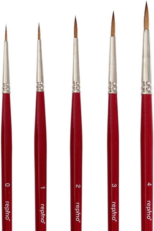 5 feine Rotmarderpinsel Künstlerpinsel Rotmarder Pinsel Set Spitzpinsel Grösse 0, 1, 2, 3 und 4 Pinselset für Aquarell Modellbau Öl Acryl Detail