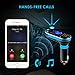 SOONHUA Car Bluetooth FM Transmitter, Wireless in-Car Radio Bluetooth Adapter 5in1 Car Kit Music Player Hand-Free Calling with Remote AUX Cable Dual USB Support SD/TF Card for iPhone Samsung (Blue)