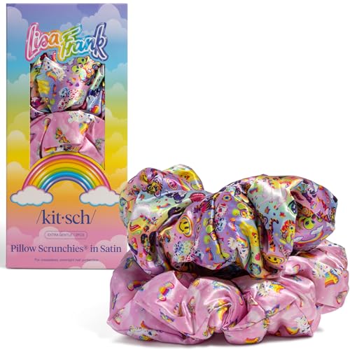 Lisa Frank x Kitsch Haargummis für Damen, Haargummis, keine Beschädigung, keine Falten, für Tag oder Nacht, 2 Stück