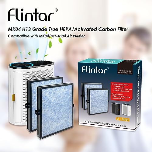 Flintar MK04 True HEPA Replacement Filter, Compatible With AROEVE Air Purifier MK04, MG04JH And