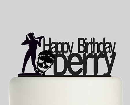 Suicide Squad Harley Quinn And Joker Happy Birthday Bon Anniversaire Personnalise Personalised Acrylic Cake Topper Figurine Decoracion De Gateau En Acrylique Noir Acrylic Amazon Fr Cuisine Maison