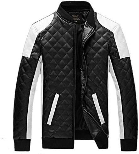Men's New Autumn &amp; Winter Leather Jacket Motorcycle Bomber Jacket Coat Plus Size (US:XL(Asia Tag 5XL), Black)