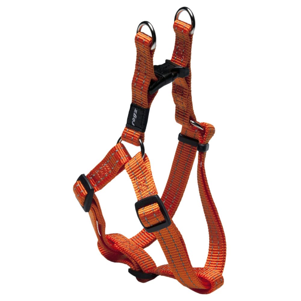Reflective Adjustable Dog Step in Harness for Medium Dogs; matching collar and leash available, Orange