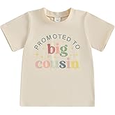 Big Cousin Shirt Toddler Boys Girls Funny Letter Print Summer Short Sleeve Top Auntie Pregnancy Reveal T-Shirt