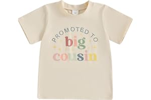 LUETHBIEZX Big Cousin Shirt Toddler Boys Girls Funny Letter Print Summer Short Sleeve Top Auntie Pregnancy Reveal T-Shirt