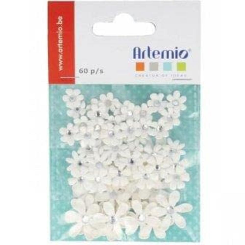 Artemio Set of 60 Mini Paper Flowers, White, 1 x 7.5 x 11.5 cm