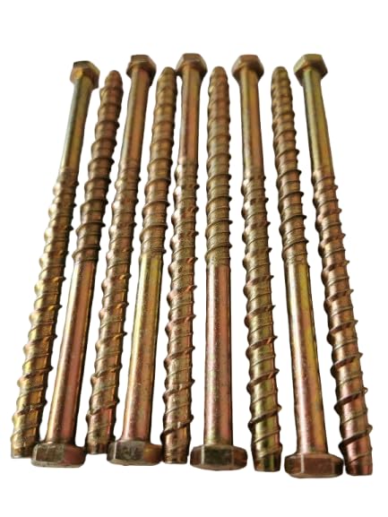 AF4F M8 x 130mm Concrete Self Tapping Masonry Bolt Anchor Screw (10 Pack) 13mm Hexagonal Head fix to Masonry, Brick, Marble, Stone etc