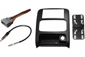 CUSTOM INSTALL PARTS Aftermarket Double Din Stereo Installation Dash Kit Bezel + Standard Wire Harness & Antenna Adapter Compatible with Jeep Liberty 2003-2007