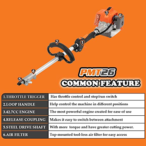 PROYAMA 26cc 6 in 1 Multi Functional Trimming Tools, Gas Hedge Trimmer