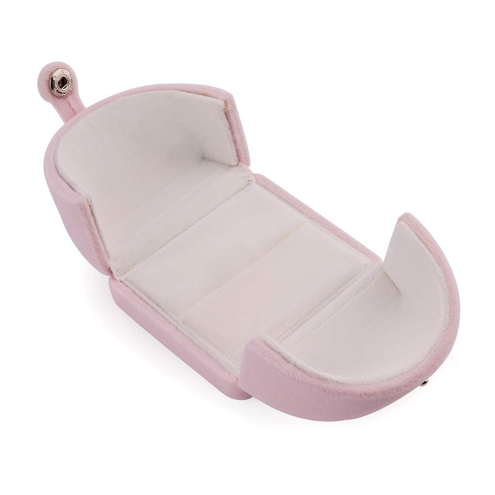 Rolin Roly Velvet Gift Ring Box Jewelry Storage Case Bracelet Flocked Boxes Long Pink Soft Jewellery Organiser Box for Women Weddings Proposal Birthday Anniversary