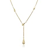Beixiter Handmade Teardrop Lariat Necklace with Dainty Drop Y Chain Necklaces for Women