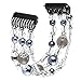Anjoo Bands for Fitbit Versa/Fitbit Versa Lite Edition Smart Watch, Fashion Jewelry Elastic Stretch Pearl Bracelet Replacement Women Girls Strap Bands for Fit bit Versa Smartwatch - Black/Grey
