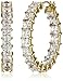 Amazon Collection Platinum or Gold-Plated Sterling Silver Princess-Cut Infinite Elements Zirconia Hoop Earrings