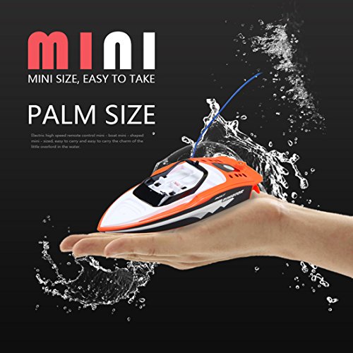 YIFAN Remote Control Boat, Kids Adults Mini High-Speed Series SpeedBoat for Pool and Lakes Outdoor Use, 5.9"x1.9"x1.6"(Orange)