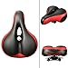 OUTERDO Bike Seat MTB Bike Saddle Dual Spring Comfort Bicycle Saddle with Safety Reflective Tape Soft Foam Ergonomic Wide Cycling Seat for Road Bike and Mountain Bike