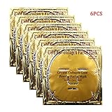 Genuva 6PCS 24K Gold Bio-Collagen Gel Facial Masks Sheet Patch For Anti Aging Puffiness Skincare Anti Wrinkle Whitening Moisturizing Deep Tissue Rejuvenation