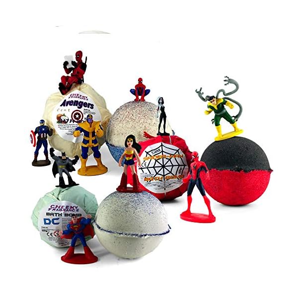 Triple Pack (DC, Avenger, Spidey) Surprise Toy Bath Bombs for Children