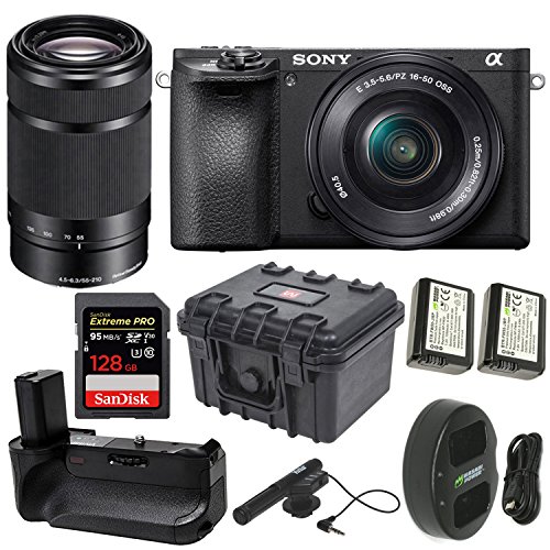 Sony-Alpha-a6500-Wi-Fi-Mirrorless-Camera-2-Lens-Kit-16-50mm-55-210mm-Zoom-Lenses-Black-128GB-Battery-Grip-Microphone-Video-Bundle