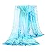 E-Clover Lightweight Chiffon Sheer Scarves: Women's Fashionable Flower Print Scarf (Aqua)