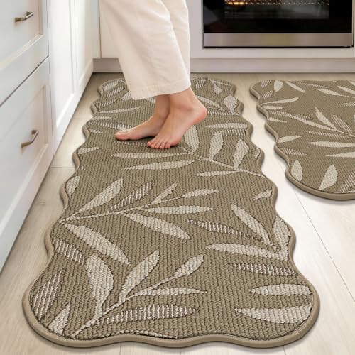 JSEI 3D Leaf Scalloped Kitchen Rugs 17 x30 17 x48