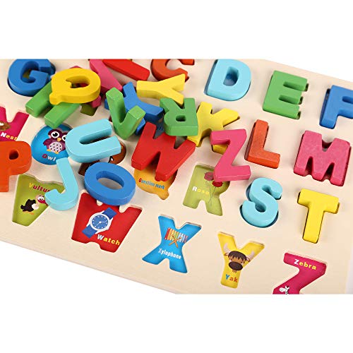 Joqutoys Wooden Alphabet Puzzle Toddlers Learning Upper Case Letters Blocks ABC Puzzles Educational Toys for Girl Boy Gifts