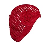 CTM Women's Flower Knit 4 Season Knit Beret Cap