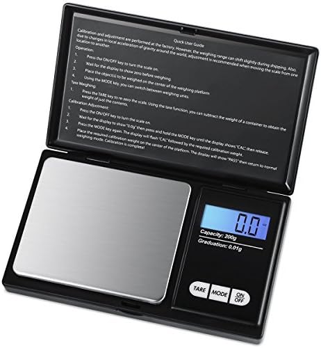 Digital Mini Scale, 200g 0.01g/ 0.001oz Pocket Jewelry Scale, Electronic Smart Scale with 7 Units, LCD Backlit Display, Tare Function, Auto Off, Stainless Steel &amp; Slim Design
