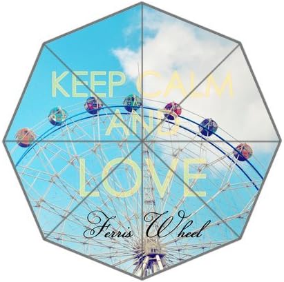 Generic Custom Umbrella Totes Compact Lightweight Auto Foldable Rainy / Sunny Gift - Ferris Wheel Blue Sky Sunshine World Keep Calm And Love Quotes