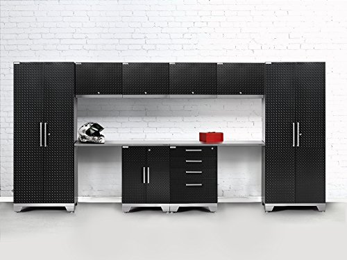 NewAge Products 55578 Performance 2.0 10Piece Cabinetry Set with Stainless Steel Worktop - Diamond Plate Black,, Diamond Plated Black