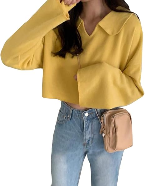 Amazon Baluote カットソー Tシャツ レディース Tシャツ シンプル 柔らかい ゆったり Tシャツ 無地 レディース カットソー ショート丈 Tシャツイエロー Tシャツ カットソー 通販