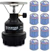Campingkocher E190 Gaskocher Metall mit 8X Gas (Schwarz 8)