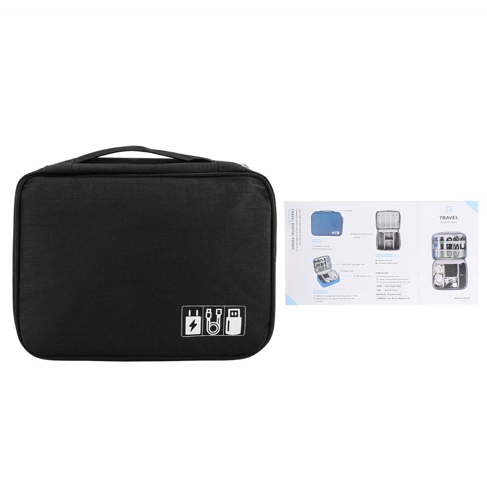 Fdit Foldable Electronic Travel Organiser Storage Bag for USB Flash Drives Black