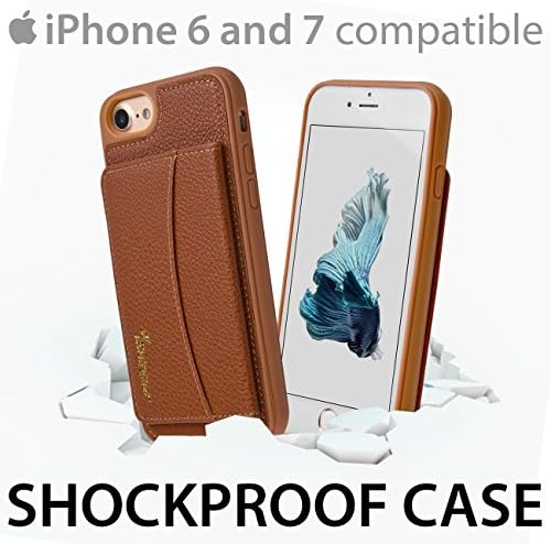 iSkipper iPhone Wallet Protective Case |Stand able Shockproof Hybrid Cover | Combined PC &amp; TPU | PU Back Leather | RFID Protection Technology | Suited For iPhone 6 &amp; 7 | Multiple Credit Cards Slots