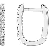 PAVOI 14K Gold Plated 925 Sterling Silver Cubic Zirconia Huggie Earrings | U-Shaped Snake Solitaire Small Round Huggie Stud Fashion Hoop Earrings for Women