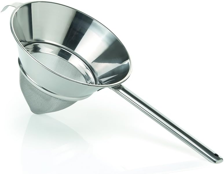 Spitzsieb aus Chromnickelstahl - mit Edelstahlgaze und Hohlgriff, PREMIUM-QUALITÄT/Durchmesser: Ø 18, 20, 24, 26 oder 30 cm (Ø 24 cm)