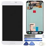 Comfine Original OEM Replacement for Samsung Galaxy S5 LCD Display Screen + Touch Digitizer Assembly, for G900 G900A G900P G900T G900V G900R4 G900F, Repair Tools + Samsung Logo + Home Button, White