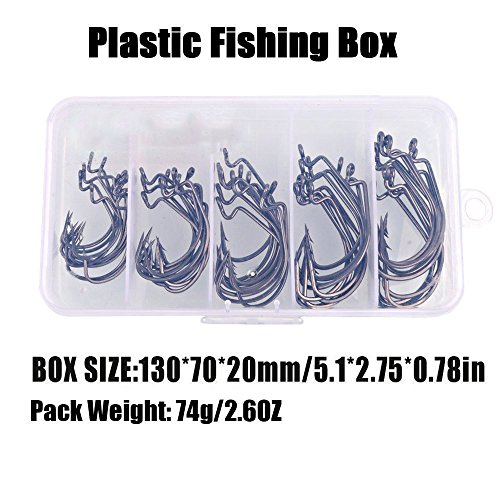 VIPMOON Fishing Hooks High Carbon Steel Worm Senko Bait Jig Fish Hooks with Plastic Box