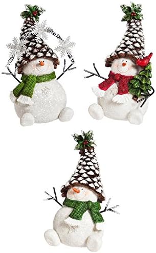 Amazon Com Cypress Home Christmas Pinecone Snowman Decor Set Of