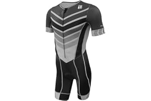 De Soto Men’s Forza Flisuit Sleeved Triathlon Trisuit, 4mm Pad, Easy Bathroom Relief Fli, Aero Fit, Pockets, UVB Cooling