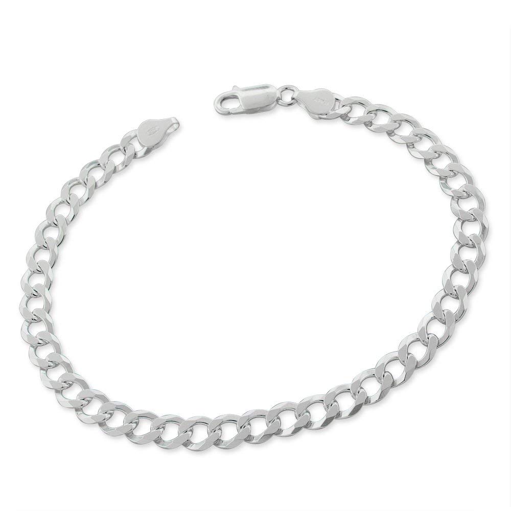 Treasure Bay Mens Womens Solid 925 Sterling Silver Chain Bracelet - 6.2mm Width Available in 18.5cm, 20cm and 21cm (21.5)