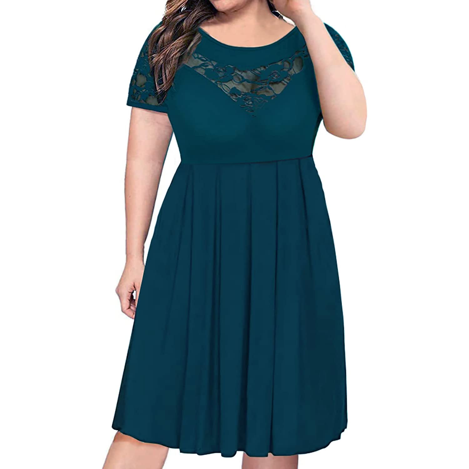 Short Sleeve Plus Size Midi Dress for Women Casual