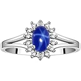 Rylos Halo Ring: Diamond Birthstone with 6X4MM Oval Gemstone - Women's Jewelry in Sterling Silver - Stunning Diamond Ring Sizes 5-10