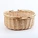 MEIEM Wicker Picnic Basket Hamper with Double Folding Handles, Oval Storage Basket with Handles. (Natural)