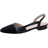 MICIFA slingback flats for women, Round Toe Low heel Sandals Fashion Splicing Dress Shoes for Women